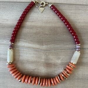 Serefina Elegant Red and Orange Beaded Necklace